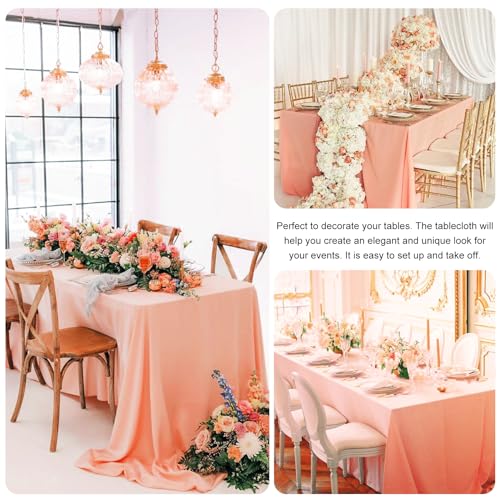Image of 4 Pack Rectangle Tablecloth for 6 Foot Tables Washable Polyester Table Cover for Wedding Dining Table Parties Banquet(60x102 Peach Coral)