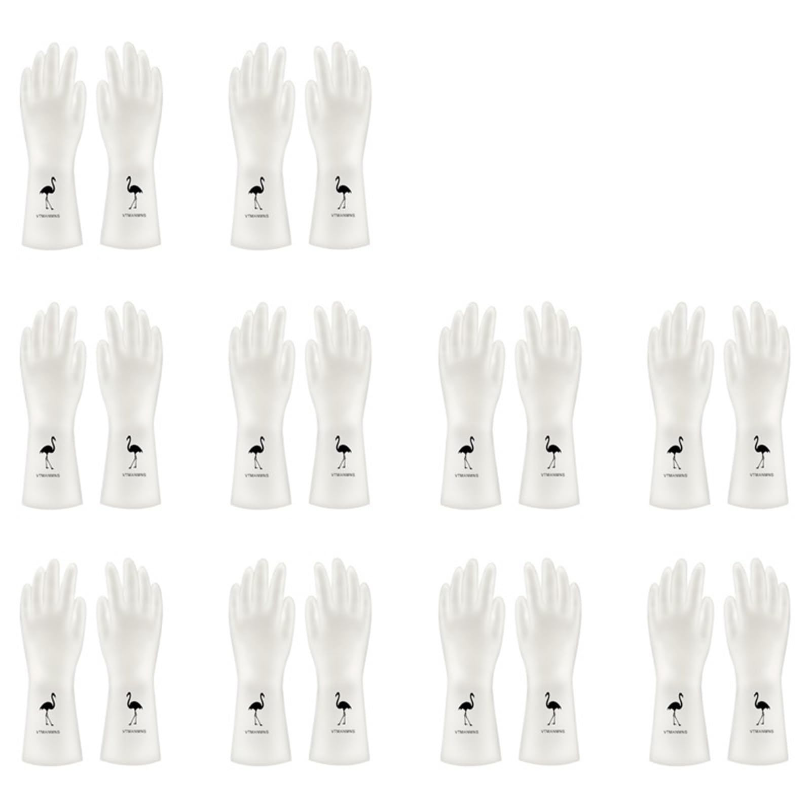 Guantes Limpieza 10 pares de guantes de limpieza de Pvc impermeables, resistentes al desgaste, Material de látex antideslizante, tareas domésticas, lavado de ropa, platos de cocina(Flamingo x10,111*92