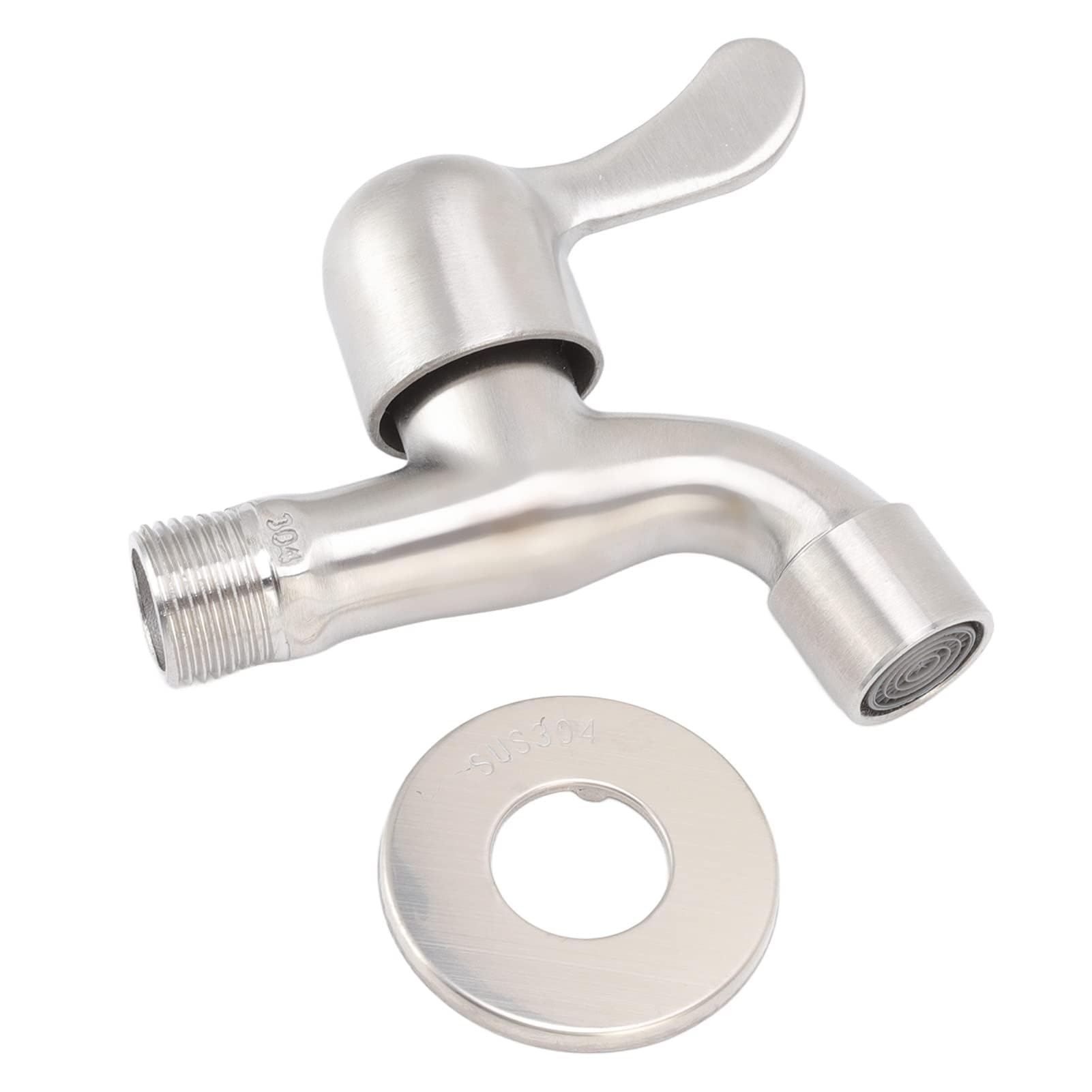 Wall Mounted Single Cold Water Tap G1 2in Stainless Steel Washing Machine Sink Basin Water Faucet Outdoor Garden — view 9