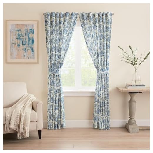 Waverly Charmed Life Floral Thermal Rod Pocket Curtains for Living Room (1 Panel), 52 in x 84 in, Cornflower