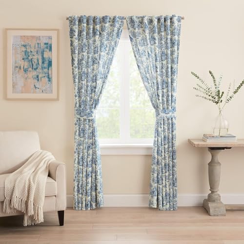 Cortinas térmicas contra el frío y calor Waverly, estampado floral aciano, 132 x 213 cm 2