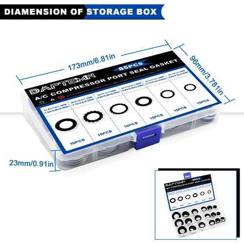 Daptemn D-TH-YDP001 85Pcs A/C Compressor Bonded Seal Washers Assortment Kit thumb #7
