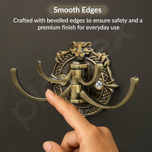 Image of Plantex Zinc Alloy, Antique Robe Hook, Cloth-Towel Hanger Bathroom Accessories (Brass, Lion)