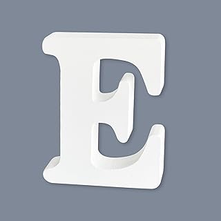 6 Inch Unfinished Wooden Letters, White Standing Wood Letters for Crafts DIY, Wedding Birthday Party Wall Decor, Letter E