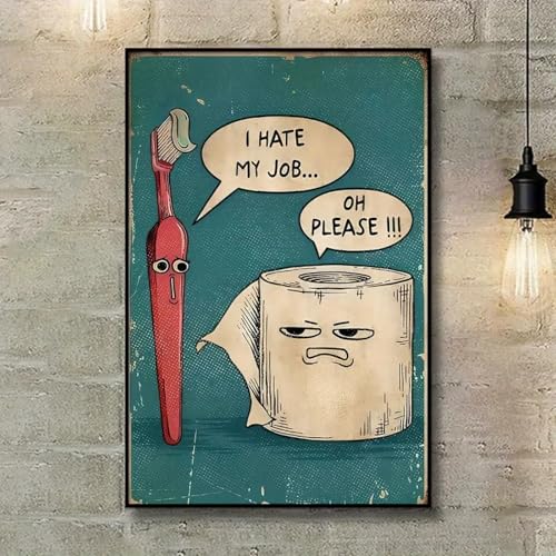 Affiche Humour Salle de Bain TONGYINLI Toile Déco Classique 70x100 cm