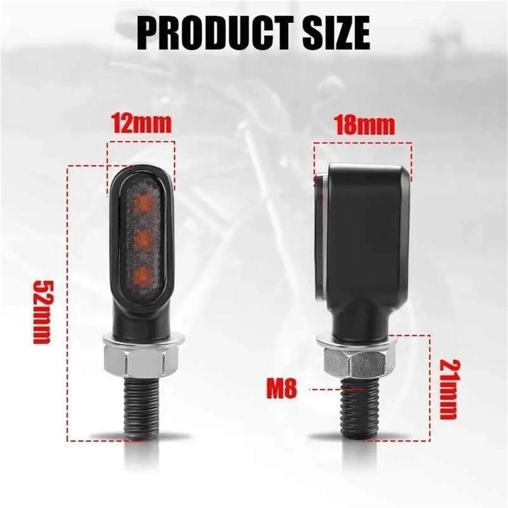 Indicatore Direzione Anteriore per Yamaha LED Moto Indicatore di Direzione 12V 8mm Frecce(4 PCS-Black Shell)