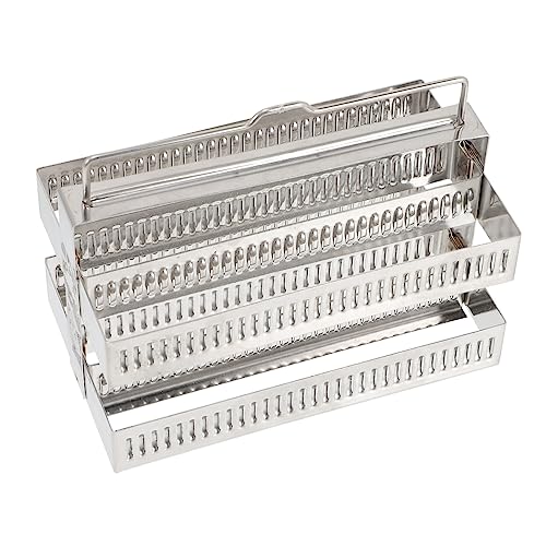 UTHCLO 60-Piece Stainless Steel Staining Rack Glass Slides Rack Microscope Slides Holder Lab Storage