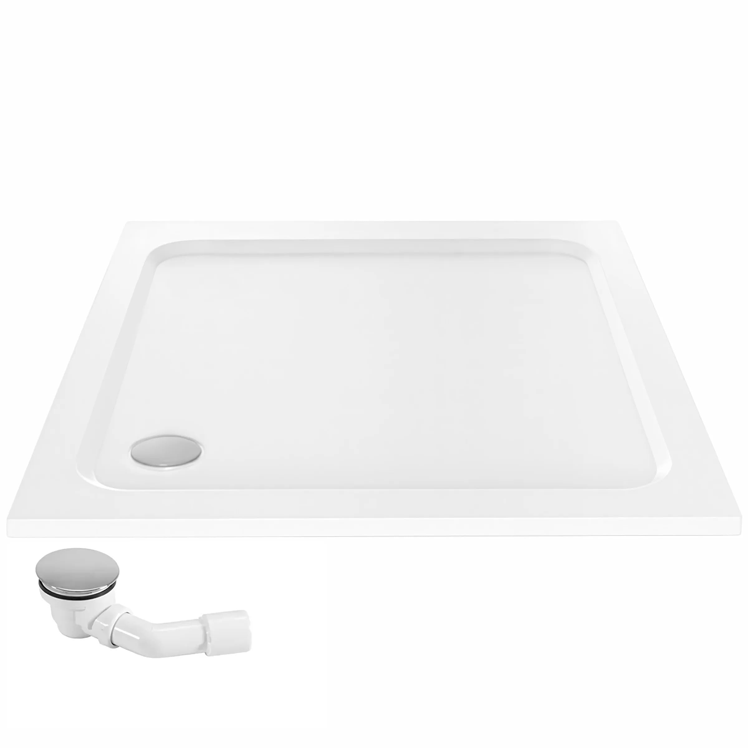 Rea - Brodzik Prysznicowy Akrylowy Belmond Biały 80X80 80x80 syfon miedź sczotkowana - 80 x 80 x 5 cm