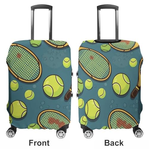 Tennis Racquets And Tennis Balls Luggage Cover, Washable Elastic Suitcase Cover Protector Fit 18-32 Inch Luggage3
