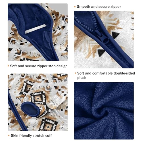 Bohemia Aztec Brown Girls Fleece Jacket Girls Fall Jacket Boys Coats Zip Up Hoodie Children Sherpa Warm Outerwear 2-10T3