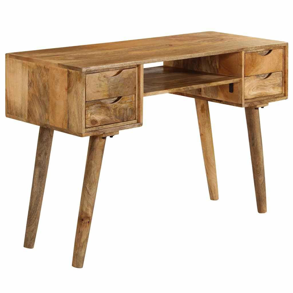 Scrivania in legno di mango con 4 cassetti e mensola, 115 x 47 x 76 cm