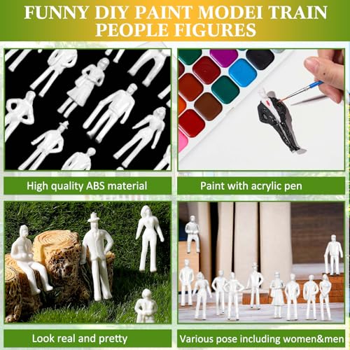 Image of Namalu 50 Pcs 1: 75 Scale White Unpainted Mini People Figures Miniature People for Model Trains Architectural Standing and Sitting Mini Diorama Figures for Architectural Project Miniature Scenes