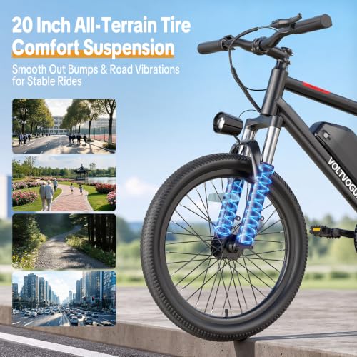 Electric E-Bike | 48V 249 Wh Removable Battery | 1000W Peak Motor | 22 mph Top Speed | 30-45 Range | Front Shock Absorber | LED Headlights | 20Inch All-Terrain Fat Tires | - Image 4
