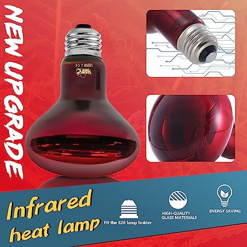 Lucky Herp Infrared Heat Lamp 100W 2 Pack,Reptile & Amphibian Basking Spot Light Bulbs thumb #1