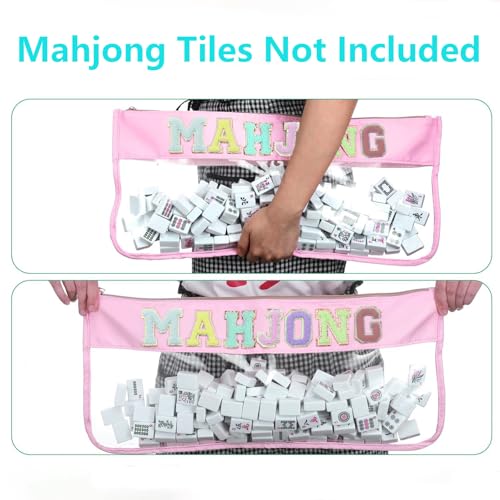 Bolsa vacía para fichas Mahjong, transparente PVC, rosa miniatura 4