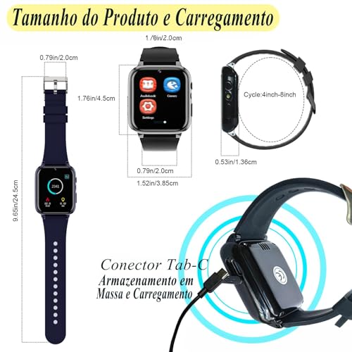 iCHOMKE Relógio Inteligente para Crianças com Câmera HD, 26 Jogos, Reprodutor de Música e Vídeo, Ped