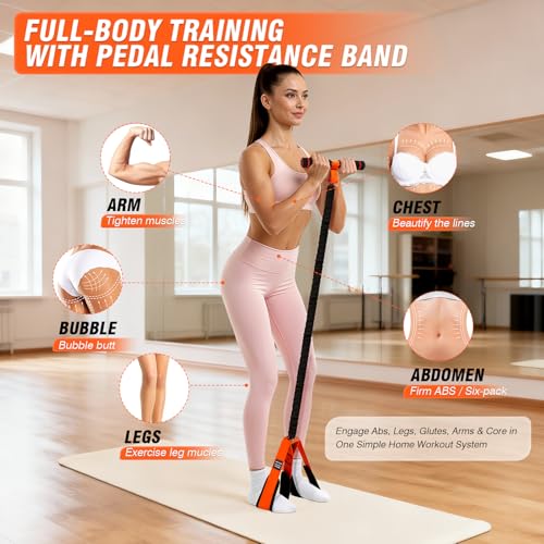 Image of Pedal Resistance Bands with Handles, Upgrade Women Exercise Bands for Full Body Training, Core, ABS, Legs, Glutes, Arms, Pilates, Physical Therapy, Strength, Sit Up Equipment for Home Workout