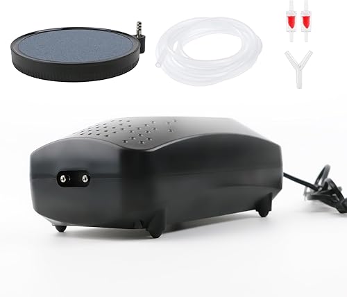 Miniatura 2 de Coospider Bomba de aire de acuario mejorada de 12 W, burbujeador de acuario ultra silencioso, doble salida para pecera, flujo de aire ajustable para