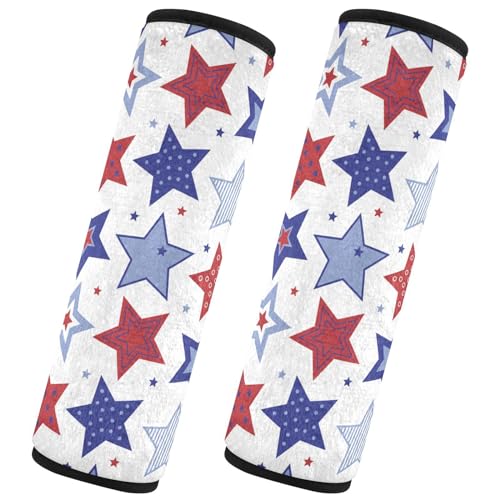 Image of Seat Belt Cover Pad 2 Pcs Soft Seat Strap Cover Cute Protector Support Head Neck Shoulder for Car Seats High Chair Backpack (6.5x6.5in) Usflag