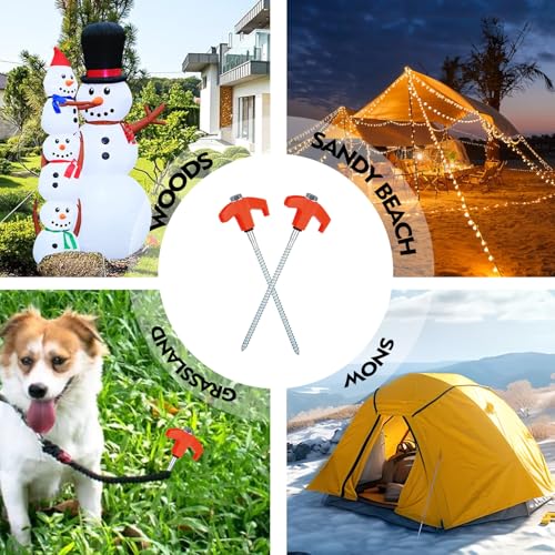12 Pack de Estacas para Tienda de Campaña, 8 Pulgadas, Metal con Cabeza Hexagonal, Accesorios para Camping (Naranja) miniatura 2