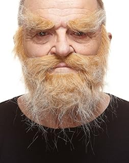 Mustaches Self Adhesive Traper Fake Mustache Beard and Eyebrows, Novelty, Realistic False Facial Hair, Costume Accessory for Adults, Blond Color