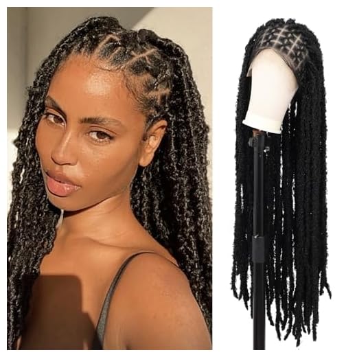 Youthfee 36" Knotless Braided Wigs for Women Criss Cross Full Double Lace Front Braid Wig with Baby Hair Goddess Butterfly Faux Locs Braided Lace Wig Lightweight Synthetic Locs black Wig