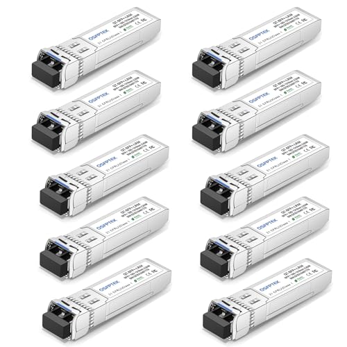 Image of QSFPTEK 10GBASE-LRM SFP Module, SFP+ 1310nm 220M Duplex LC SMF DOM Optical Networking Transceivers, MINI GBIC Compatible SFP-10G-LRM, and Other Open Switch, 10pcs