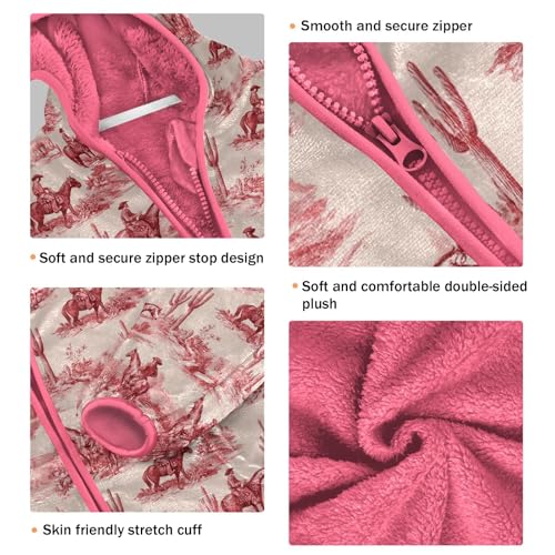 Cowboy Toddler Fleece Jacket Baby Girls Hooded Zipper Long Sleeve Thick Warm Outerwear 3-10 Years3