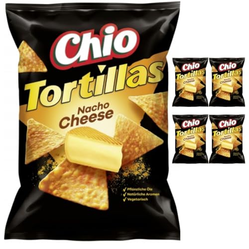 Chio Nacho Käse Chips - Tortillas Nacho Cheese 110 Gramm x 5 Stück mit Pufai