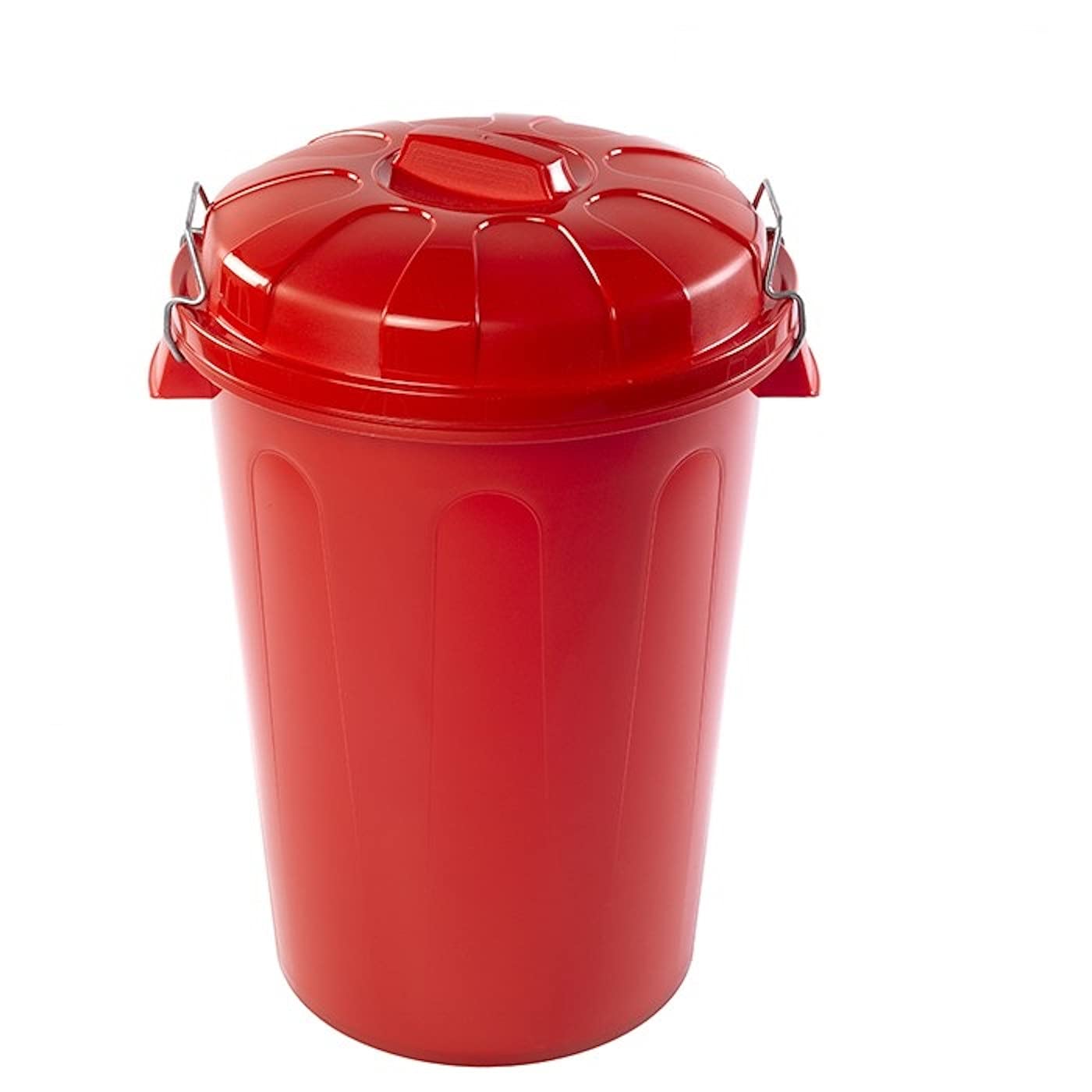 Acan Tradineur - Cubo de basura de plástico con asas metálicas, contenedor de residuos, papelera con tapa, reciclaje, industrial, hogar, fabricado en España (Rojo, 100 litros, 74,5 x 57 x 52 cm)