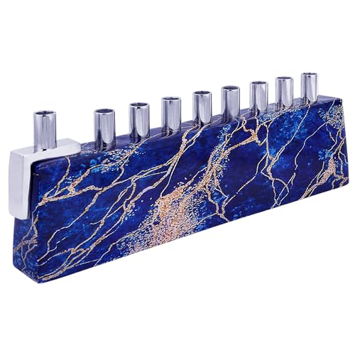 Menorah Hanukkah Zion Judaica design marbre et laiton haut de gamme