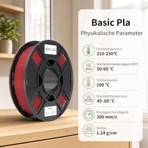 Image of 3DHoJor Basic PLA 3D Printer Filament Bundle, Multicolor Filament 1.75mm, Vacuum Packed, 0.25kg*8 Pack, 2kg Total, White+Fire Engine Red+Orange+Yellow+Green+Blue+Olive Green+Purple