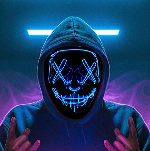 ZACENYU Halloween Purge Mask LED Light up Mask Cosplay LED Costume Mask for Men Women Kids Halloween Costume Festival Party Supplies