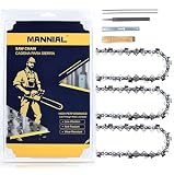 MANNIAL 18 Inch Chainsaw Chain 3-Pack with Sharpening Kit, .325" Pitch .063" Gauge 74 Drive Links, 26RS 74 Replacement Chains for S-tihl MS271 Farm Boss, MS291, MS270-36390050074