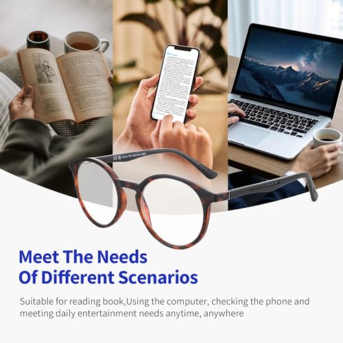 Image of BLUEMOKY Reading Glasses for Men and Women: Blue Light Round Classic Eyeglasses - Computer Readers Glasses