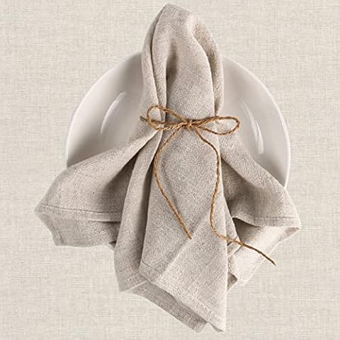 Fabric Napkins, Pack of 6, Linen Napkins, 40 x 40 cm, Beige Napkins, Reusable, Table Decoration, Napkins, Wedding, Birthday, Parties, Dinner, Cafe Restaurant Cover