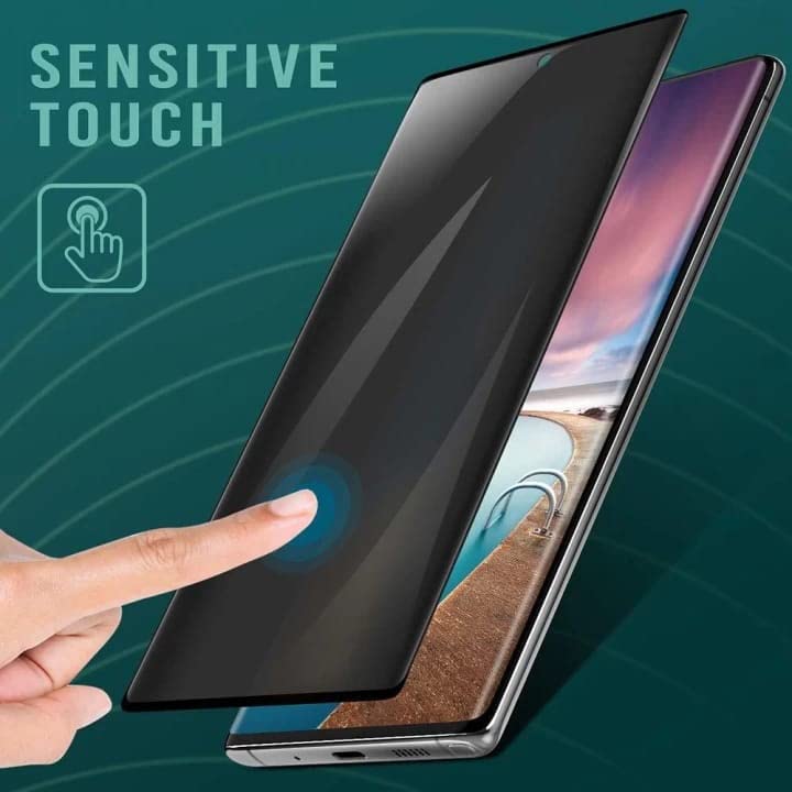 Image of OXYZAIN Privacy UV Tempered Glass for Samsung Galaxy Note 20 Ultra 5G -100% Fingerprint Working, Edge to Edge Full Screen Coverage Anti Spy Screen Protector Guard for Note 20 Ultra [PACK OF 1]