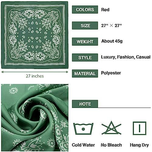Syhood 4 Pcs 27'' Square Satin Head Scarves Satin Bandanas for Women Halloween Headband Silk Feeling Scarves Boho Headwear4