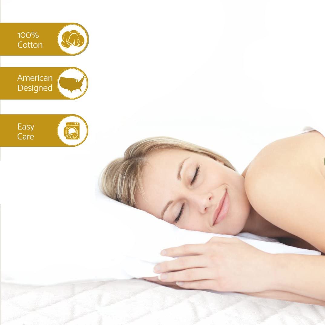 Fundas de almohada 100 % de percal de algodón, paquete de 6 fundas de almohada, fundas de almohada suaves y transpirables, tela ligera, tejido suave y aireado, para ella o él (marfil Queen/estándar 20