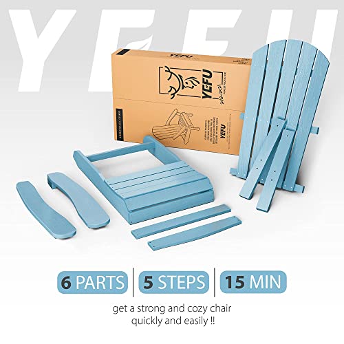 Yefu Adirondack Chair Plastic Weather Resistant (Blue)+Oversize Outdoor Side Table, 18 Inch Outside Plastic Adirondack Side Table #TOP4