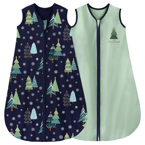 Image of Yoofoss Baby Sleep Sack 6-12 Months Baby Wearable Blanket 100% Organic Cotton 2-Way Zipper TOG 0.5 Toddler Sleeping Sack 2 Pack