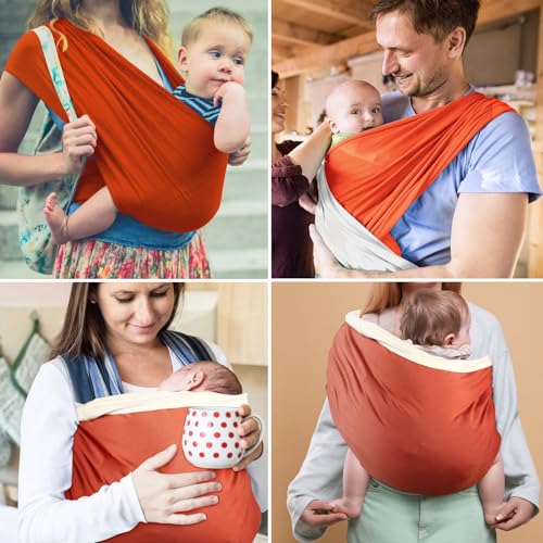 Funmo Tragetuch für Neugeborene, elastisch, für Kinder, ergonomisch, reine Baumwolle, Neugeborene, Geschenke für Babys und Kinder bis 16 kg