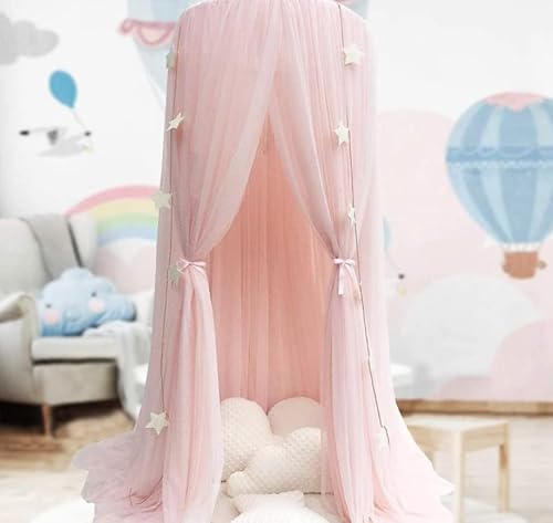 Modern Nursery Kids Bed Canopy - Baby Crib Bed Mosquito Net Reading Nook - Princess House Castle Bed Hanging Sheer Canopy 10 Layers (Pink) #TOP1