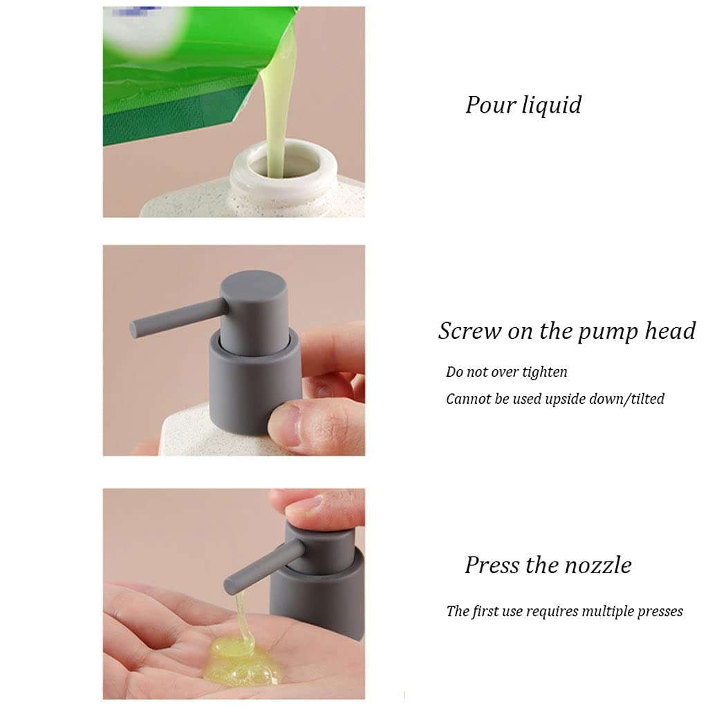 Dispenser per Sapone Liquido, Bottiglia Vuota lozione a Pressione Piccola Bagno/Cucina, 250 ml/8(Brown+Green)