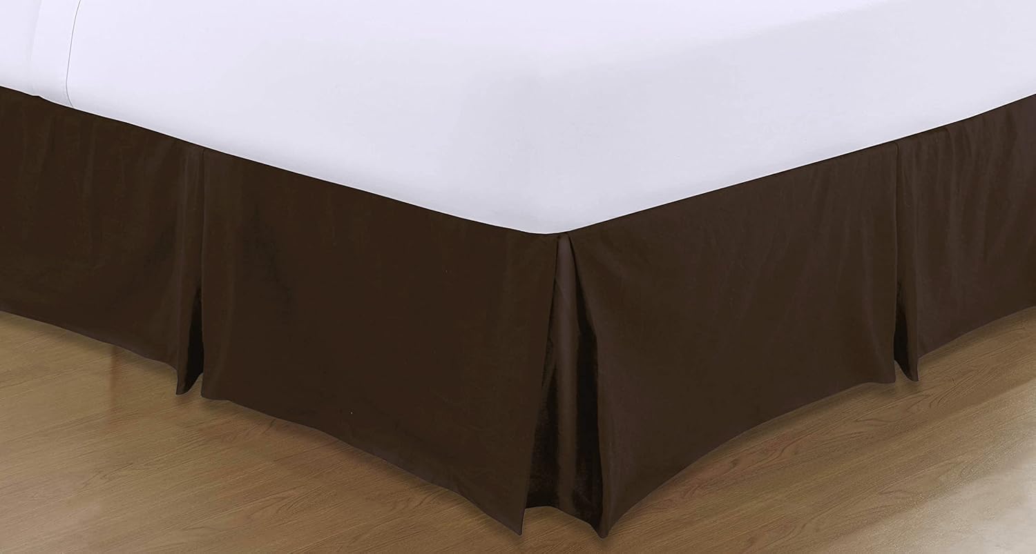 A ATH COLLECTION Pleated Base Valance Sheet Easy Care Polycotton Base Valances Bed Skirt with 40 CM Valance Drop (Super King, Chocolate) โ image 1