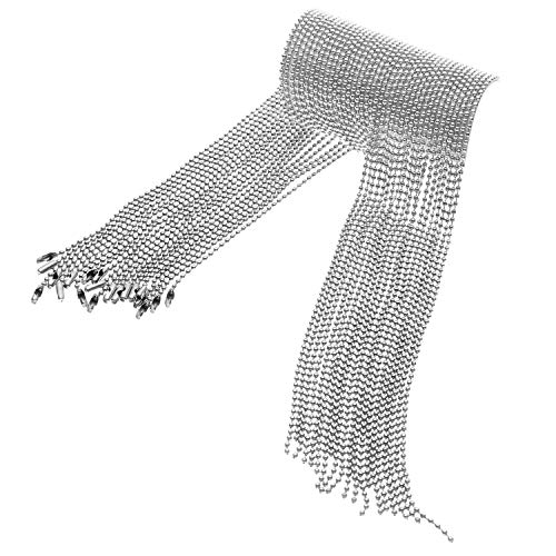 Pack of 50 Ball Chain Necklace for Men, AlphaAcc 24 inches Nickel Plated 2.4mm Ball Bead Chain Adjustable Metal Pull Chain Jewelry Findings