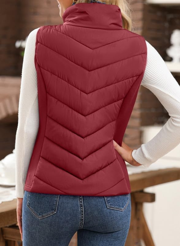 Dokotoo Puffer Vest Women Sleeveless Zip Up Outerwear Stand Collar Quilted Vest Warm Winter Jackets Coats with Pocket - Image 2