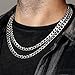 Silvadore Mens Chain Necklaces (22 inch) Silver Necklace Men Stainless Steel Cuban Link Chain Sterling Silver Plated - Real Solid Thick Miami Curb Non-Tarnish Waterproof Jewelry Gift (Pouch)