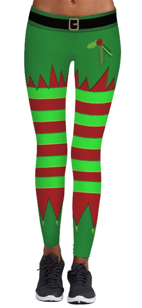 Imbry Women's Christmas Costume Leggings Workout Running Tights Yoga Pants (S/M,04)
