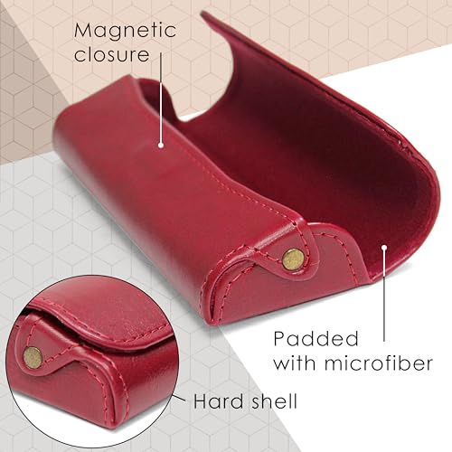 Image of Orsus Reading Glasses Hard Case, Premium PU Leather Horizontal Eyeglass Holder with Magnetic Closure for Women and Men